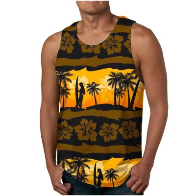 NaRHbrg Palm Tree Tanks Tops for Mens Cool Printed Graphic Sleeveless Tank Top Muscle Shirt for Workout Gym Jogging