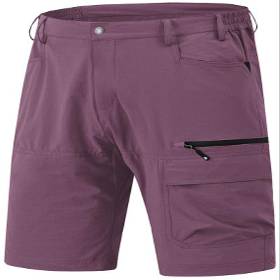 Rdruko Men's Hiking Shorts 9" Quick Dry Lightweight Water Resistant Work Outdoor Shorts with 5 Pockets,Eggplant, US 36
