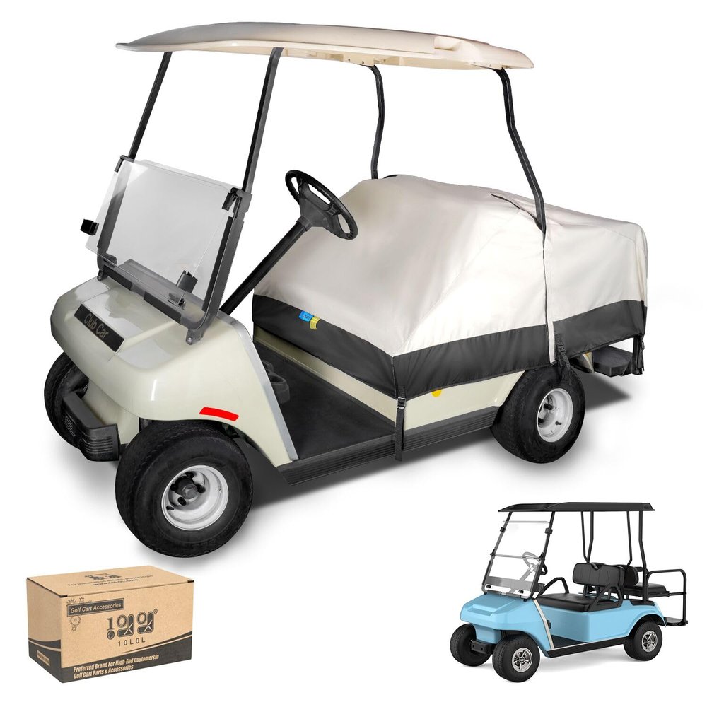 10L0L Waterproof Golf Cart Seat Cover, Universal for Yamaha EZGO Club Car 2+2 Seats Rain Covers | 600D Oxford Golf Cart Seat Protective Covers | Rain & Dust Protection | Easy On/Off for Daily Use