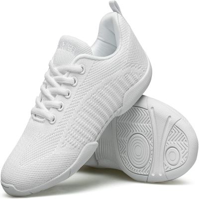 BAXINIER Girls White Cheerleading Shoes Breathable Youth Cheer Competition Sneakers Athletic Training Dance Tennis Walking Shoes - White 11 Little Kid