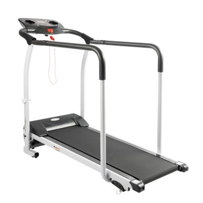 2 in 1 Folding Treadmill, 2.0HP Electric Treadmill Running Pad with Armrest Bracket, LCD Display, 0.3-3.7mph Adjustable Speed for Apartment Home/Office Jogging Compact Folding, Load Capacity 220lbs