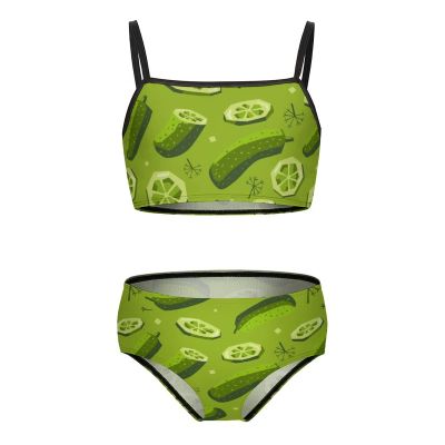 Pickles and Dill Girl's Two Piece Swimsuit Beach Sport Swimwear Bikini Set Bathing Suit 6-7Y110cm