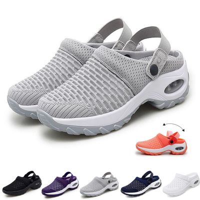 Women Air Cushion Orthopedic Slip On Shoes, Soft Arch Support Two Way Wear Diabetic Walking Sandals Slippers Shoes