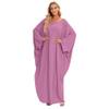 Abayas for Women Muslim Farasha Kaftan Dresses Women Islamic Ethnic Dress Womens Dubai Modest Morocco Party Long Dress Islamic National Robe Tight Knit Dress Purple Pink (with Hijab) One Size view 4