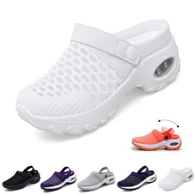 Women Air Cushion Orthopedic Slip On Shoes, Soft Arch Support Two Way Wear Diabetic Walking Sandals Slippers Shoes