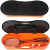Portable Badminton Net Set Storage Box Base with 2 Battledores 2 Shuttlecocks Large, Orange view 2