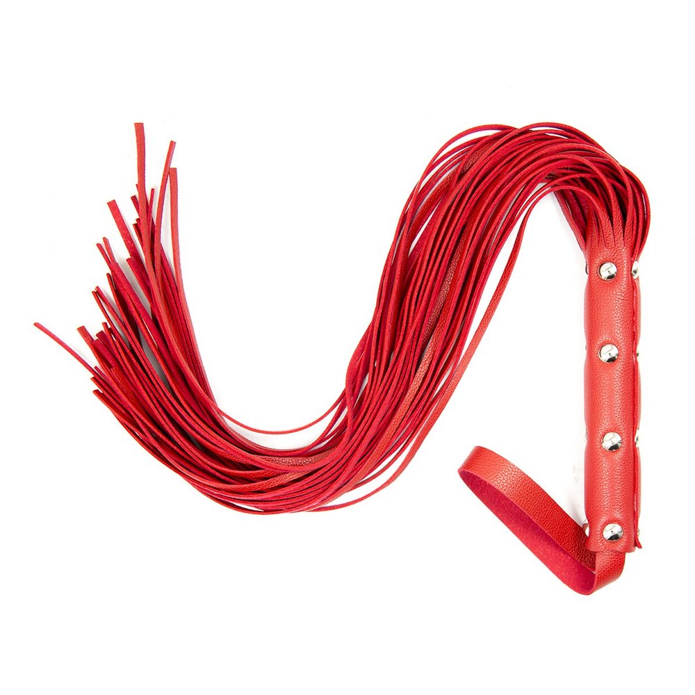 JiaNisAdrA Black Leather Integrated Tassel Whip Bright Leather Whip,Whip, Horse Riding Crop, Role-Playing Props, (Red Leather)