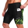 Men's Bike Shorts 3D Padded Cycling Road Biking Underwear Mountain Riding Biker Bicycle UPF 50+ Cycle Shorts Zipper Pockets(Black/Green Polygon,L) view 2