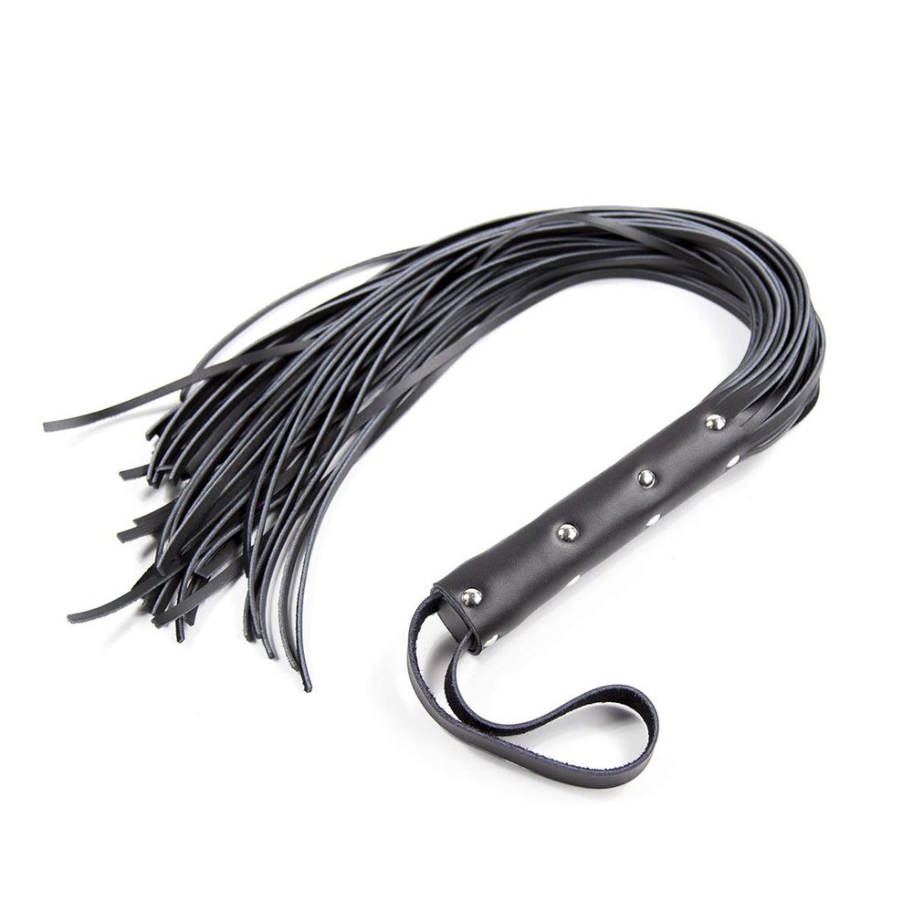 JiaNisAdrA Black Leather Integrated Tassel Whip Bright Leather Whip,Whip, Horse Riding Crop, Role-Playing Props, (Black Corium)