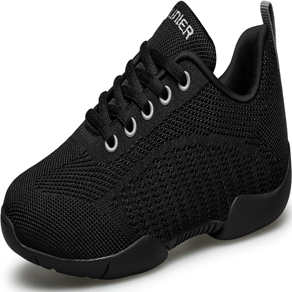 BAXINIER Girls Black Cheerleading Shoes Breathable Youth Cheer Competition Sneakers Athletic Training Dance Tennis Walking Shoes - Black 1 Little Kid