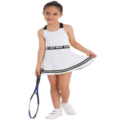 YEAHDOR Kids Girls 2 Pieces Tennis Golf Dress Tracksuit Set Shorts Racerback Tank Tops with Tennis Skirt Skorts Sleeveless White 8