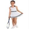 YEAHDOR Kids Girls 2 Pieces Tennis Golf Dress Tracksuit Set Shorts Racerback Tank Tops with Tennis Skirt Skorts Sleeveless White 8 view 1