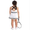 YEAHDOR Kids Girls 2 Pieces Tennis Golf Dress Tracksuit Set Shorts Racerback Tank Tops with Tennis Skirt Skorts Sleeveless White 8 view 2