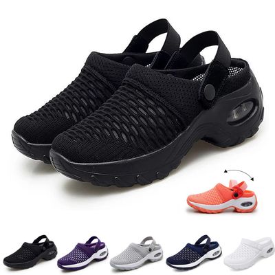 Women Air Cushion Orthopedic Slip On Shoes, Soft Arch Support Two Way Wear Diabetic Walking Sandals Slippers Shoes
