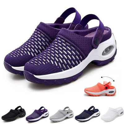 Women Air Cushion Orthopedic Slip On Shoes, Soft Arch Support Two Way Wear Diabetic Walking Sandals Slippers Shoes