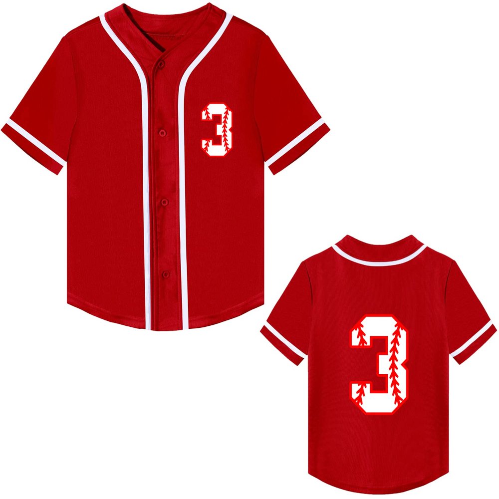3 Years Old Birthday Baseball Shirt Boy 3rd Birthday Gift Shirts for Boys Tops Clothes (Red-3rd 4 Years)