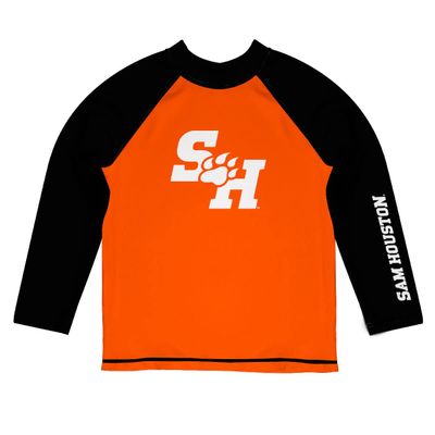 Vive La Fete Sam Houston State University Rash Guards for Kids, Infants and Toddlers with College Logo - Polyester, Moisture Wicking Soft Fabric