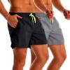 YnimioAOX 2 Pack Men Swim Trunks Quick Dry Beach Shorts, Black/Grey, 32 view 2