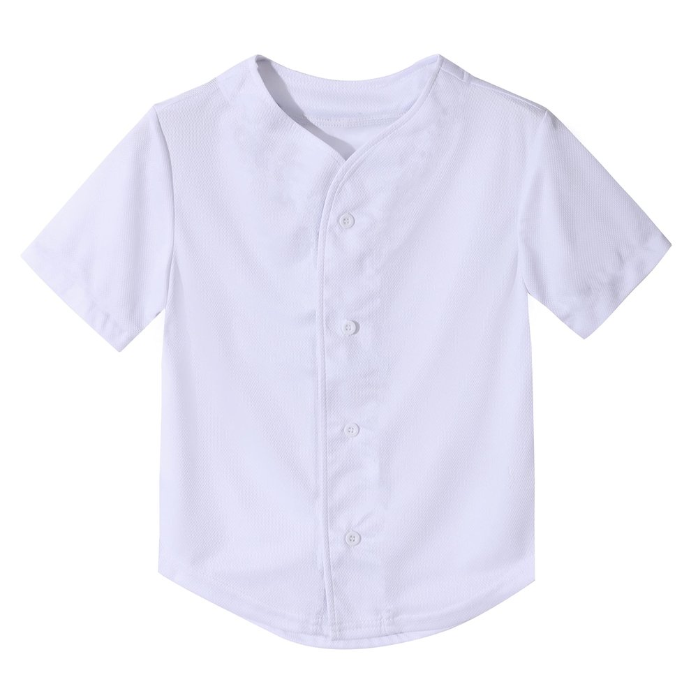 Yuji Itadori Kids Baseball Jersey Button Boys Short Sleeve T Shirts Hip Hop Fashion Casual Sports Solid Color Shirt White 2 Years