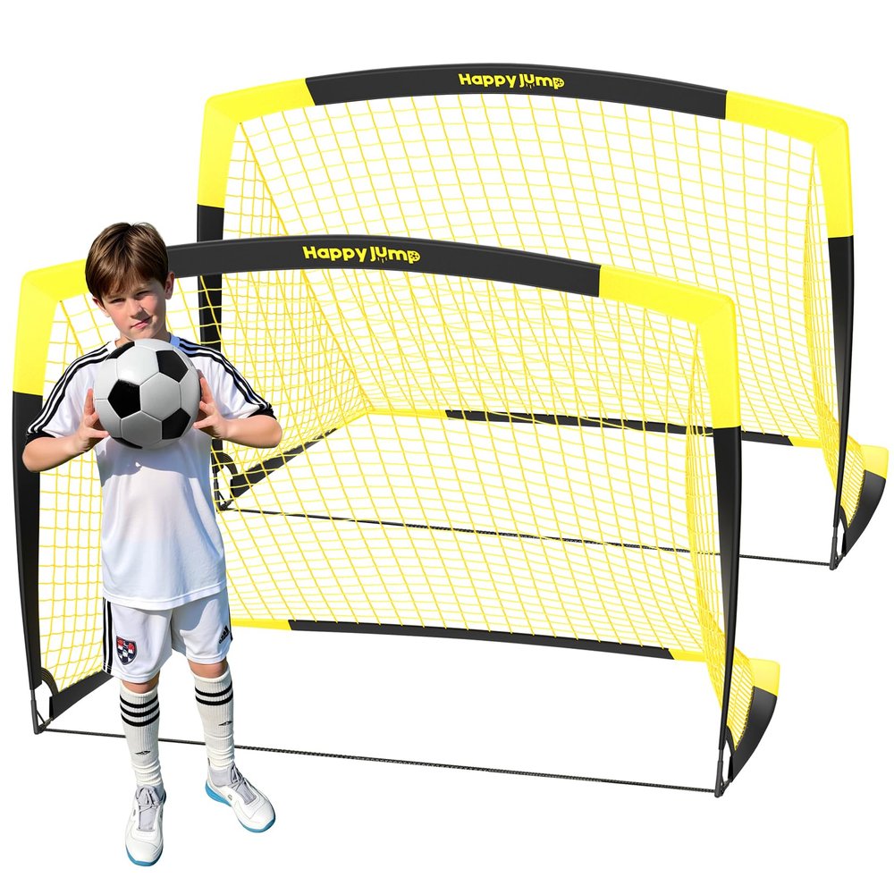 Happy Jump 7x5 FT & 5x3.6 FT Portable Soccer Goal for Youth Players Ages 614, Large-Frame Design Built for Long-Term Development, Easy Setup for Backyard, Park or School Training