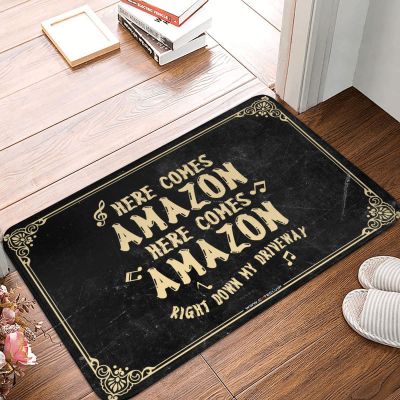 Abipuir Spring Door Mats for Outside Entry Here Comes Amazon Right Down My Driveway Rug Man Cave Accessories Funny Bathroom Decor (Size : 40X60CM)
