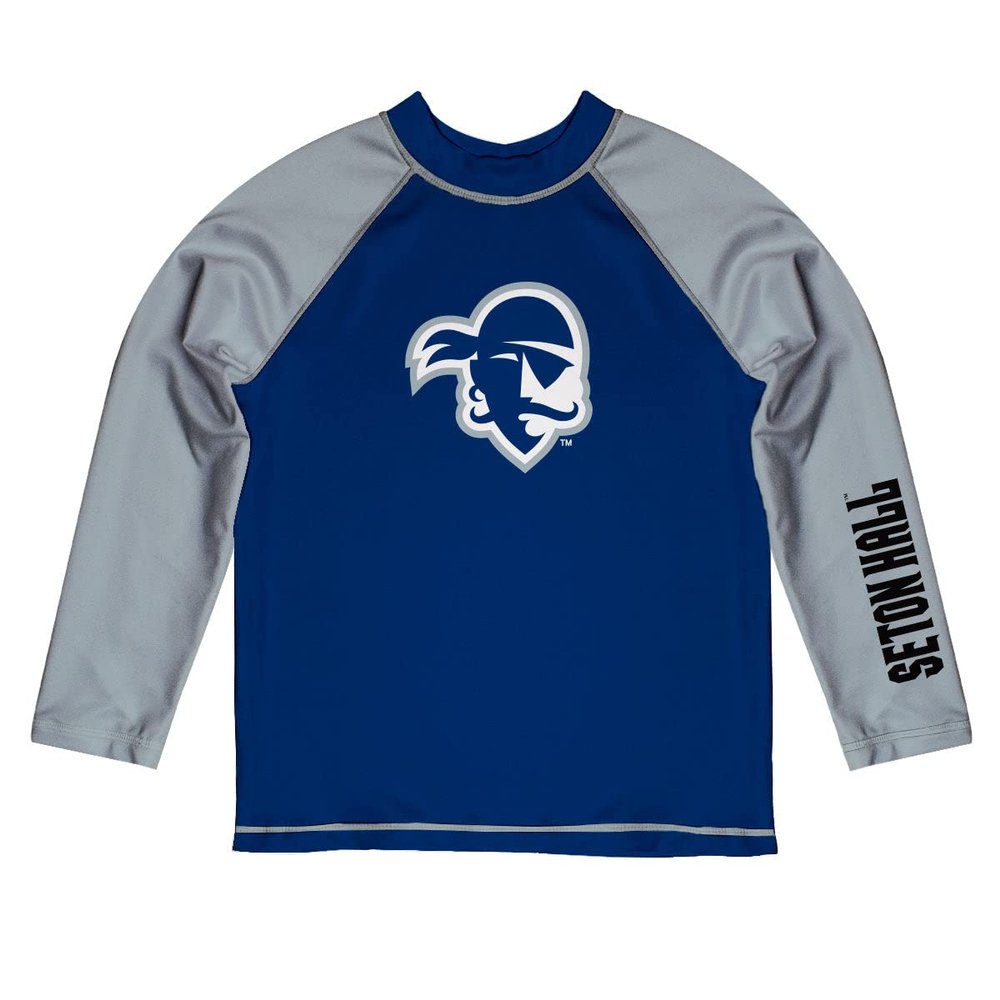 Vive La Fete Seton Hall University Rash Guards for Kids, Infants and Toddlers with College Logo - Polyester, Moisture Wicking Soft Fabric