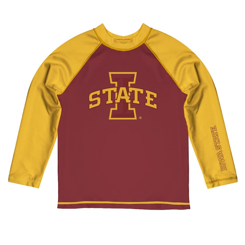 Vive La Fete Iowa State University Rash Guards for Kids, Infants and Toddlers with College Logo - Polyester, Moisture Wicking Soft Fabric