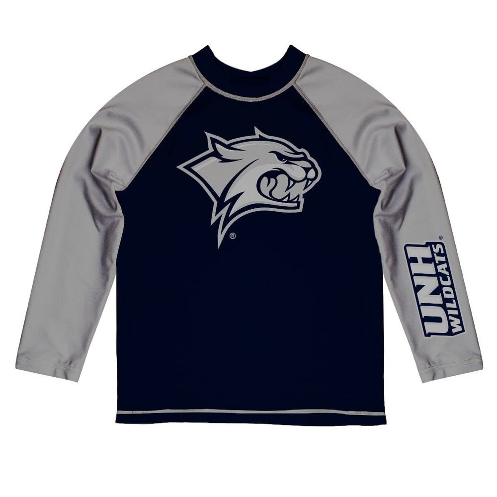 Vive La Fete University of New Hampshire Rash Guards for Kids, Infants and Toddlers with College Logo - Polyester, Moisture Wicking Soft Fabric