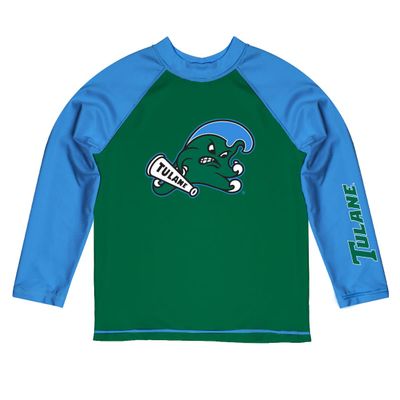 Vive La Fete Tulane University Rash Guards for Kids, Infants and Toddlers with College Logo - Polyester, Moisture Wicking Soft Fabric