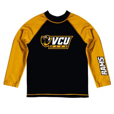 Vive La Fete Virginia Commonwealth University Rash Guards for Kids, Infants and Toddlers with College Logo - Polyester, Moisture Wicking Soft Fabric