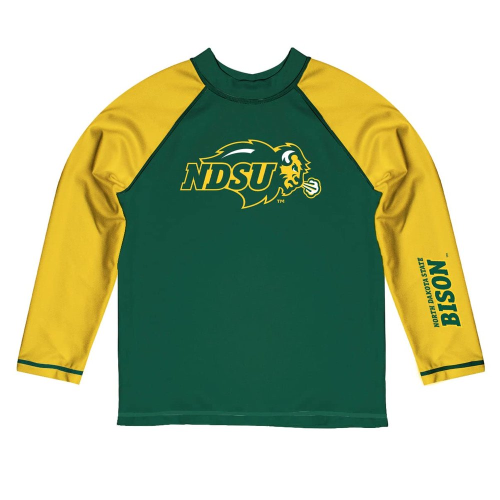 Vive La Fete North Dakota State University Rash Guards for Kids, Infants and Toddlers with College Logo - Polyester, Moisture Wicking Soft Fabric