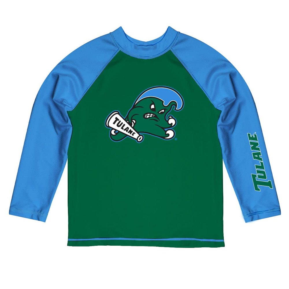 Tulane University Rash Guards for Kids, Infants and Toddlers with College Logo - Polyester, Moisture Wicking Soft Fabric