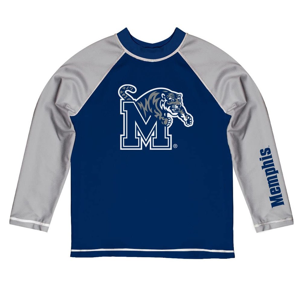 Vive La Fete University of Memphis Rash Guards for Kids, Infants and Toddlers with College Logo - Polyester, Moisture Wicking Soft Fabric