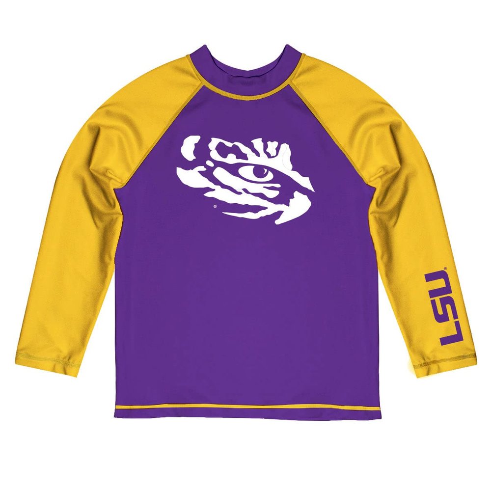 Vive La Fete Lsu Rash Guards for Kids, Infants and Toddlers with College Logo - Polyester, Moisture Wicking Soft Fabric