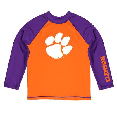 Vive La Fete Clemson Tigers Rash Guards for Kids, Infants and Toddlers with College Logo - Polyester, Moisture Wicking Soft Fabric