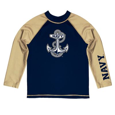 Vive La Fete Us Naval Academy Rash Guards for Kids, Infants and Toddlers with College Logo - Polyester, Moisture Wicking Soft Fabric