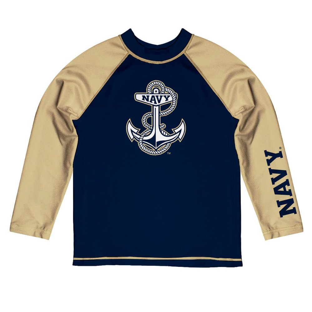 Vive La Fete Us Naval Academy Rash Guards for Kids, Infants and Toddlers with College Logo - Polyester, Moisture Wicking Soft Fabric