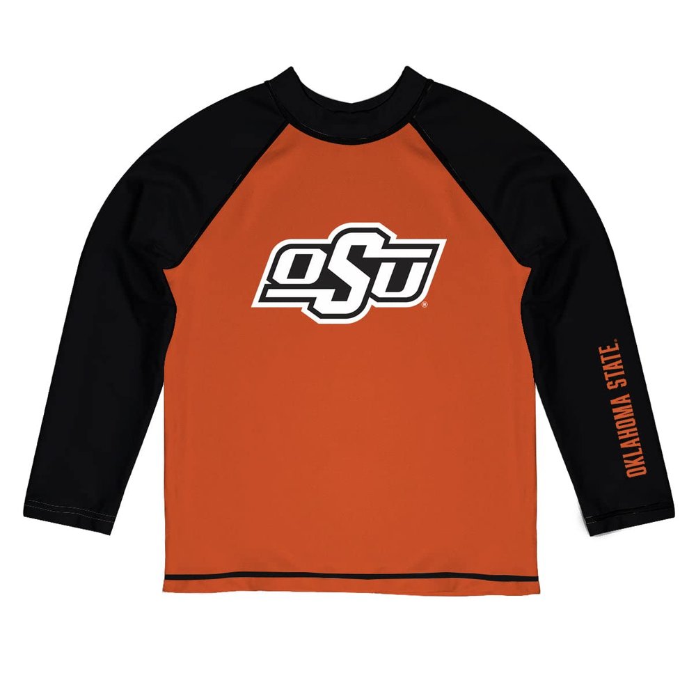 Vive La Fete Oklahoma State University Cowboys Rash Guards for Kids, Infants and Toddlers with College Logo - Polyester, Moisture Wicking Soft Fabric