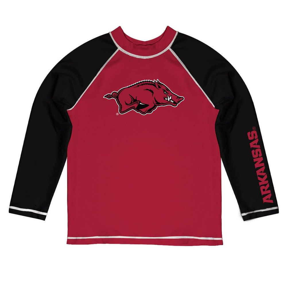 Vive La Fete Arkansas Razorbacks Rash Guards for Kids, Infants and Toddlers with College Logo - Polyester, Moisture Wicking Soft Fabric