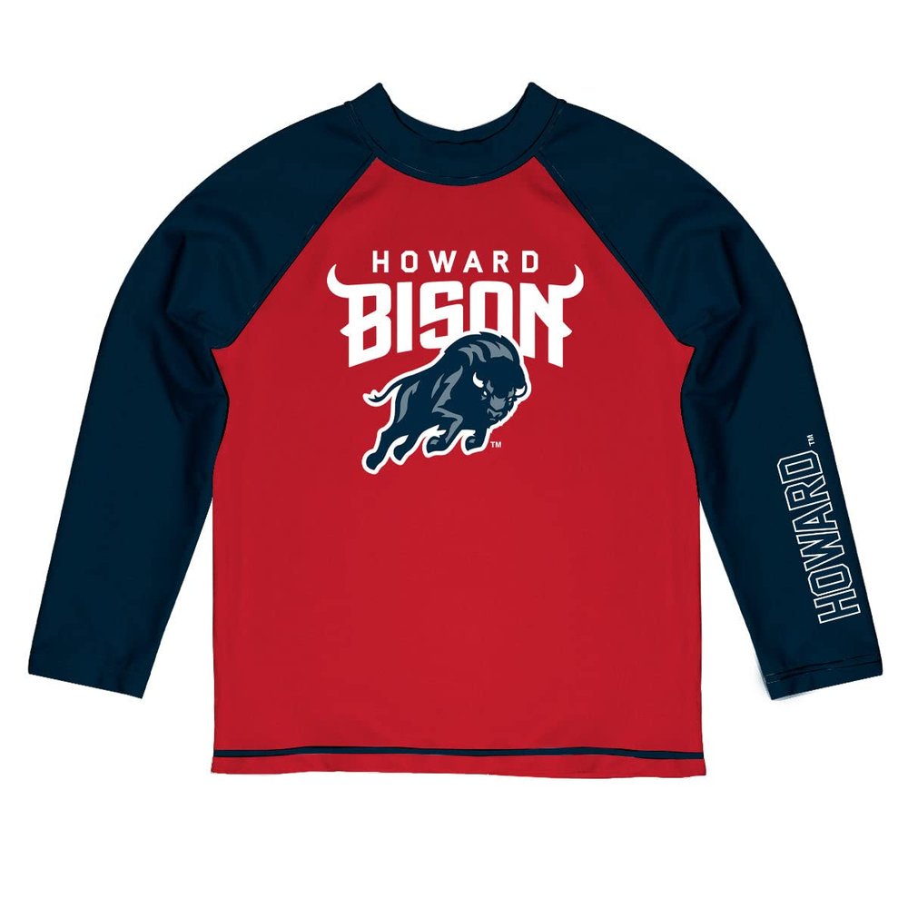 Howard University Rash Guards for Kids, Infants and Toddlers with College Logo - Polyester, Moisture Wicking Soft Fabric