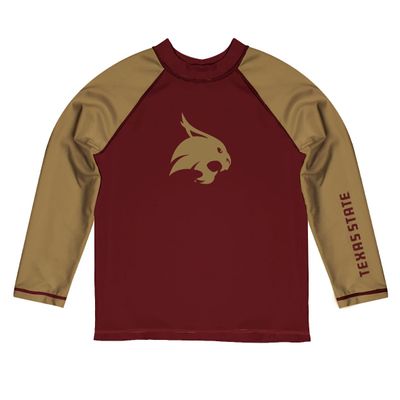 Vive La Fete Texas State University Rash Guards for Kids, Infants and Toddlers with College Logo - Polyester, Moisture Wicking Soft Fabric