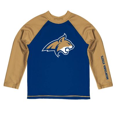 Vive La Fete Montana State University Rash Guards for Kids, Infants and Toddlers with College Logo - Polyester, Moisture Wicking Soft Fabric
