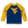 Vive La Fete West Virginia University Rash Guards for Kids, Infants and Toddlers with College Logo - Polyester, Moisture Wicking Soft Fabric view 1
