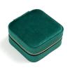 VILOGA Jewelry travel carry-on mirror square flannel accessories Dogger portable suede jewelry storage box 10 * 10 * 5 Green view 1
