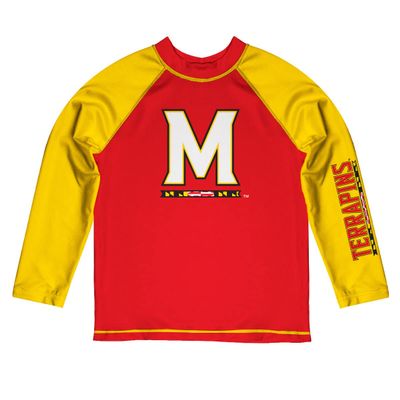 Vive La Fete University of Maryland Rash Guards for Kids, Infants and Toddlers with College Logo - Polyester, Moisture Wicking Soft Fabric