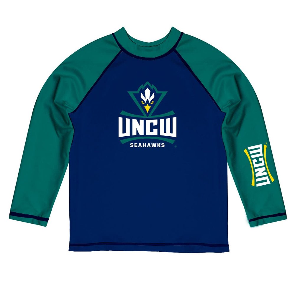 Vive La Fete North Carolina Wilmington - The U of Rash Guards for Kids, Infants and Toddlers with College Logo - Polyester, Moisture Wicking Soft Fabric