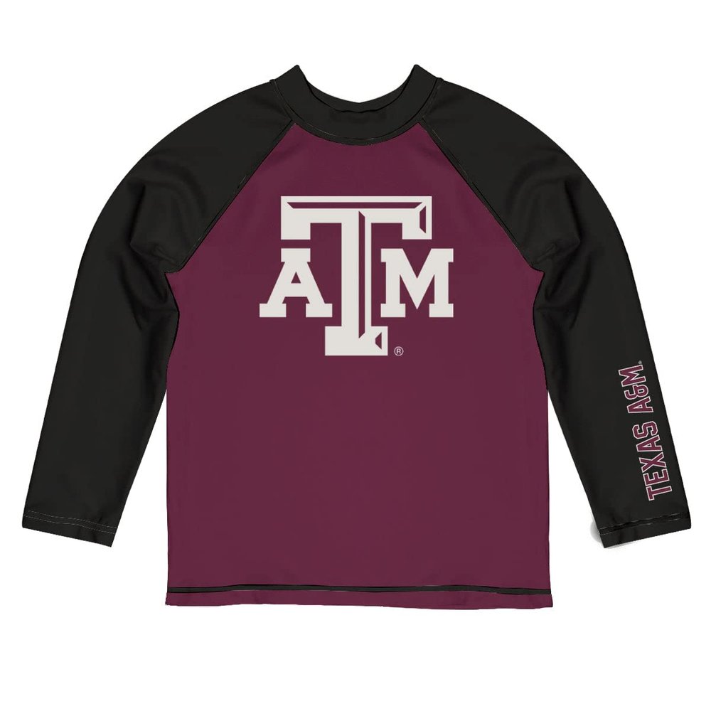 Vive La Fete Texas Am Aggies Rash Guards for Kids, Infants and Toddlers with College Logo - Polyester, Moisture Wicking Soft Fabric