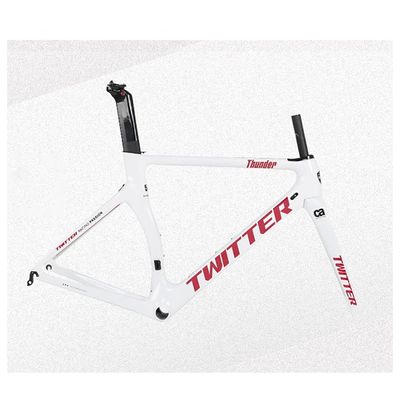 HIMALO Carbon Fiber Road Bike Frameset 46/48/50/52/54cm Wind Breaking Racing Frame Internal Routing C Brake Frame Set QR 100mm/130mm (Color : White, Size : 50cm)