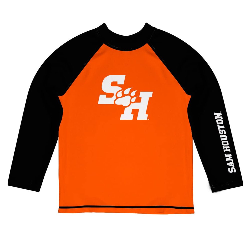 Vive La Fete Sam Houston State University Rash Guards for Kids, Infants and Toddlers with College Logo - Polyester, Moisture Wicking Soft Fabric