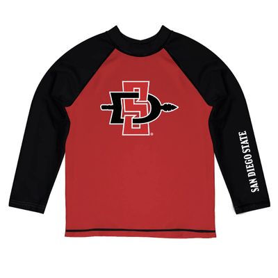 Vive La Fete San Diego State University Rash Guards for Kids, Infants and Toddlers with College Logo - Polyester, Moisture Wicking Soft Fabric